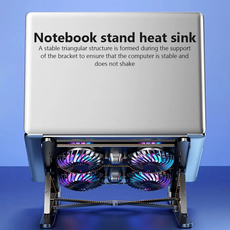 Base de refrigeración plegable para portátil con 4 ventiladores — Soporte portátil para portátiles de 13 a 17,3 pulgadas