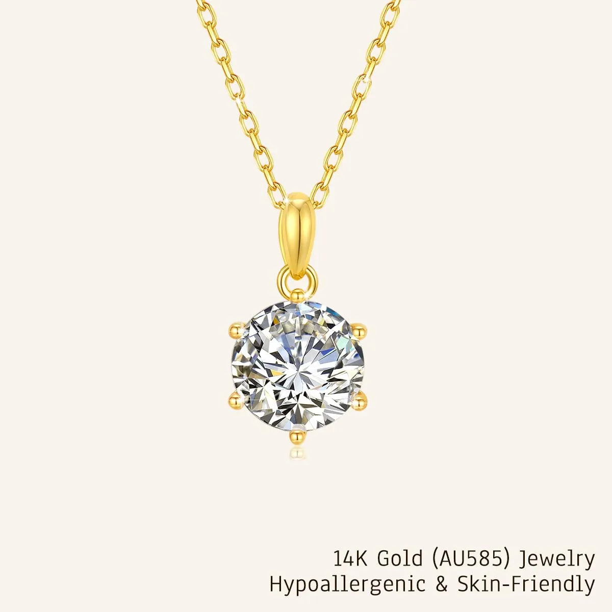 Sparkly 1ct/2ct/3ct Solitaire Round Moissanite Pendant Necklace D VVS1 14k Gold Hollow With Certificate Daily Wear Gift for her