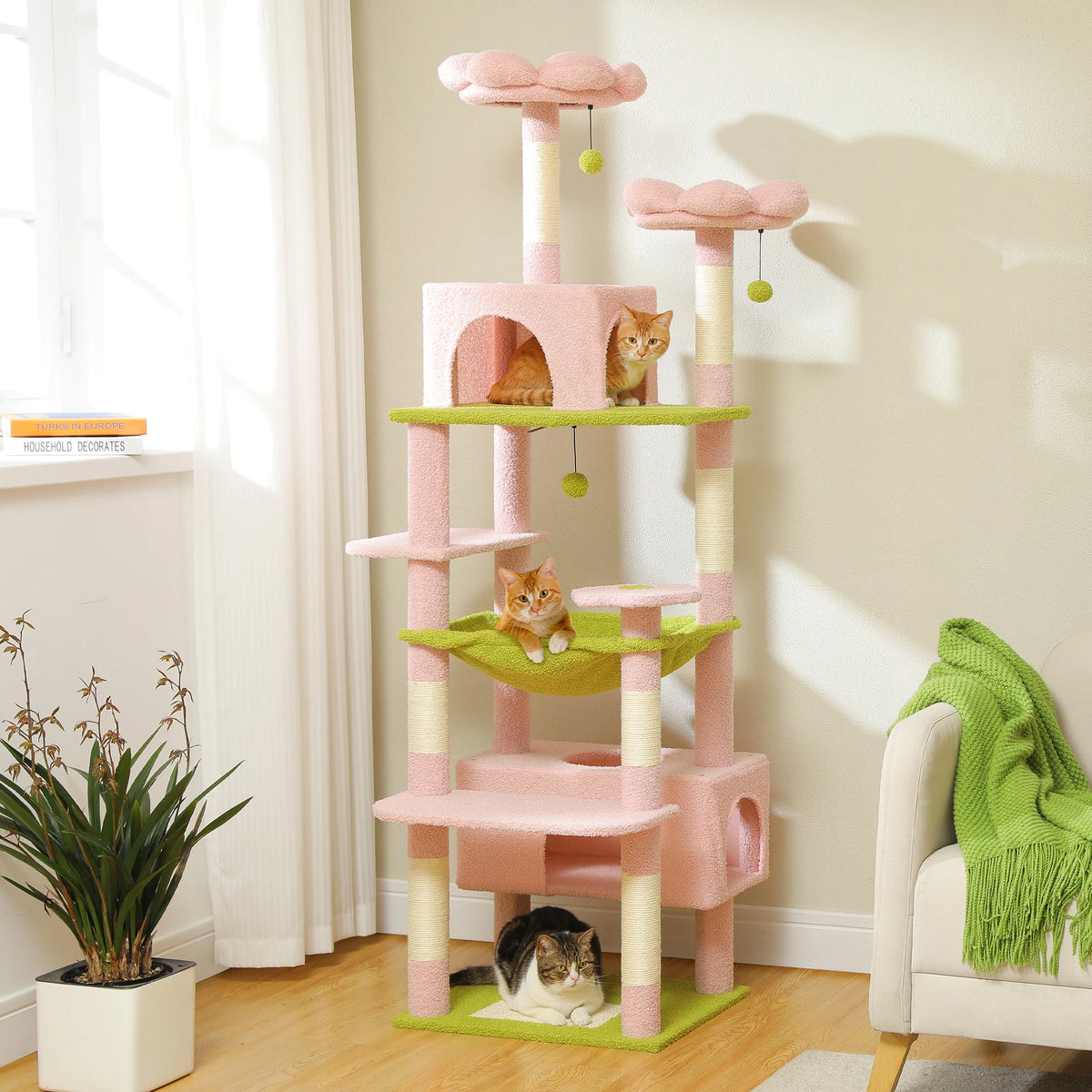 Torre rascador para gatos extragrande de varios niveles con hamaca y condominio