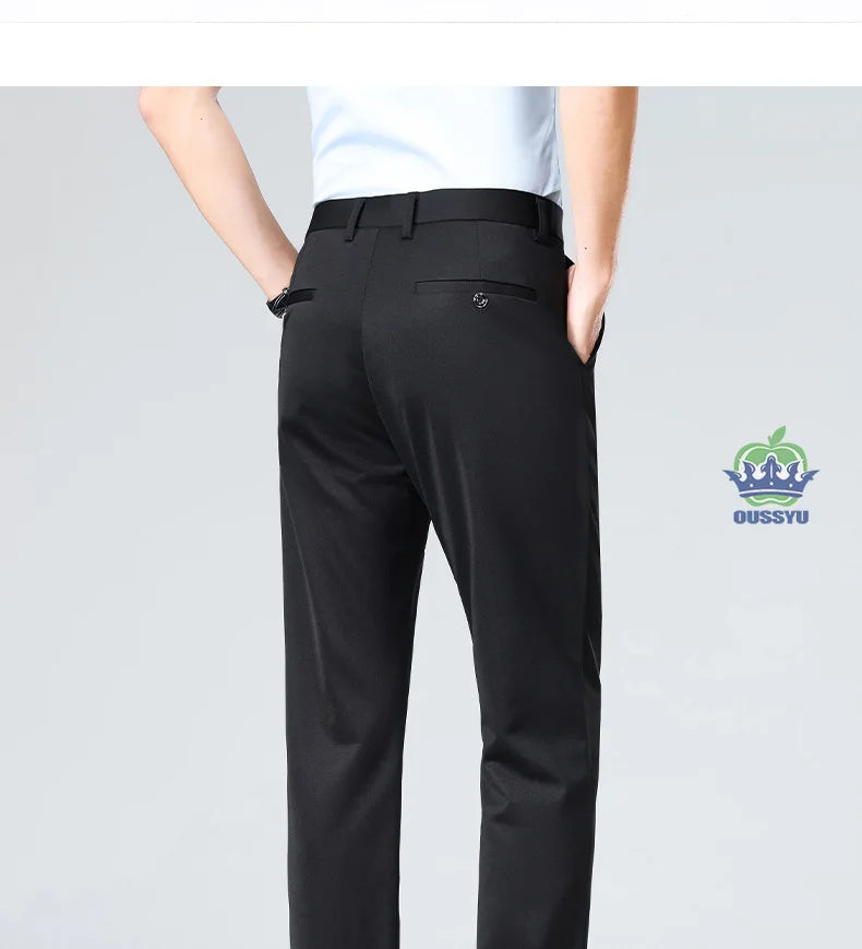 Brand Clothing Summer Thin Men's Stretch Suit Pants Business Slim Straight Work Office Black Formal Trousers Men Plus Size 40