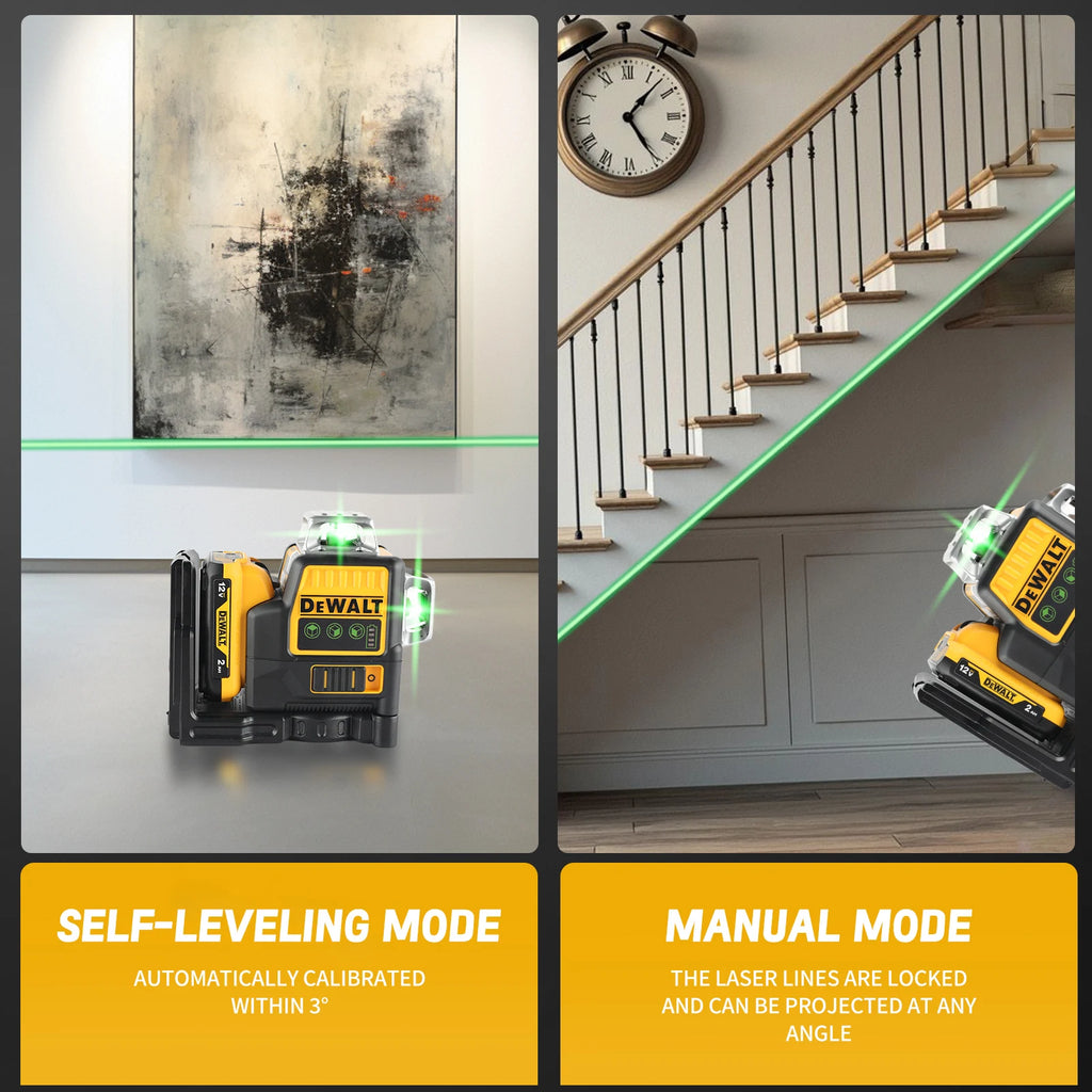 Nivel láser verde Dewalt DW089LG 12V 2026, 12 líneas, 3 lados, 360° vertical y horizontal para proyectos en interiores y exteriores, litio