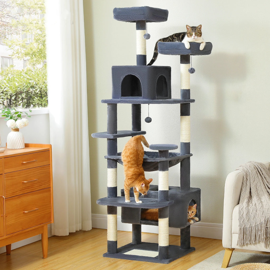 Torre rascador para gatos extragrande de varios niveles con hamaca y condominio