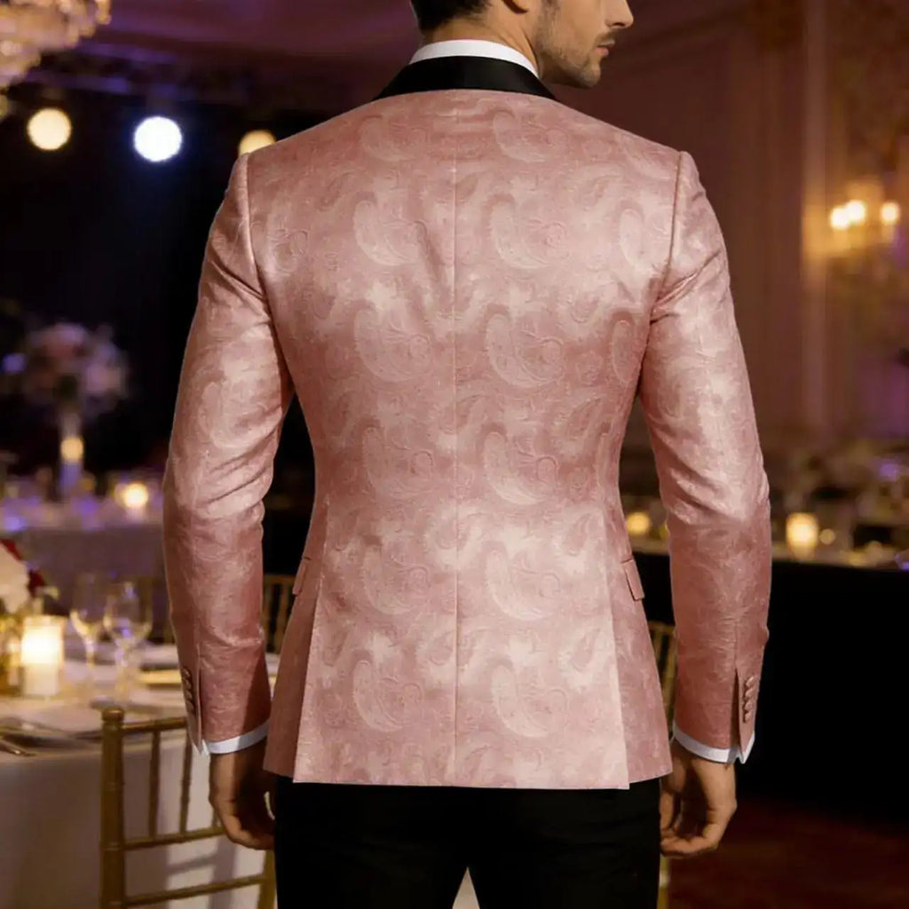 Americana de esmoquin con estampado de cachemira rosa para hombre: Elegancia de edición limitada de BellemApple