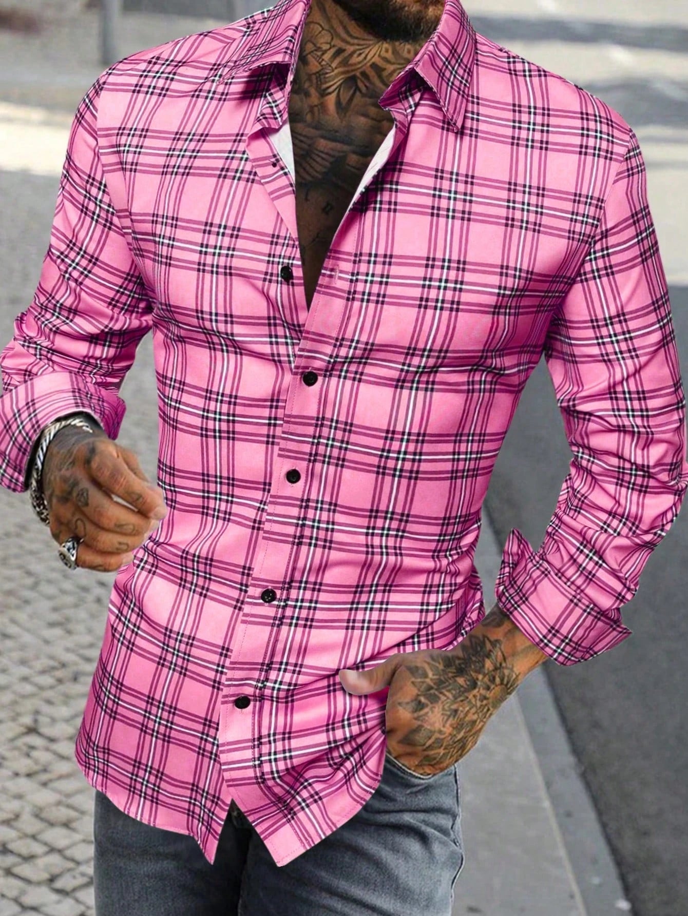 Chemises à manches longues pour hommes Chemises décontractées à carreaux multicolores Chemises rétro Chemises à manches longues d'automne et d'été