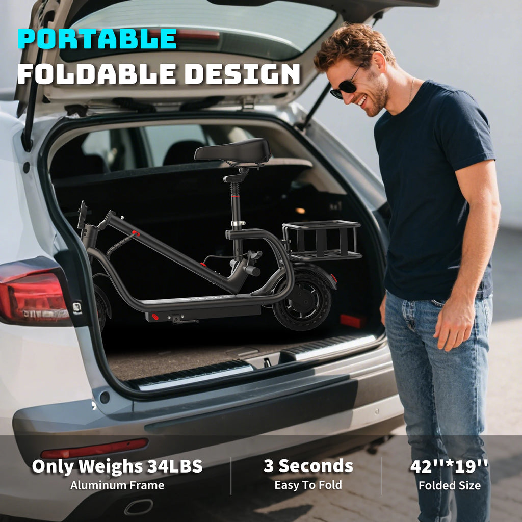 2026 New 8.5inch Electric Bicycle with basket 5.2AH Battery 17Miles Max Range 19MPH Max Speed Shock Absorption Foldable Adult Ebike