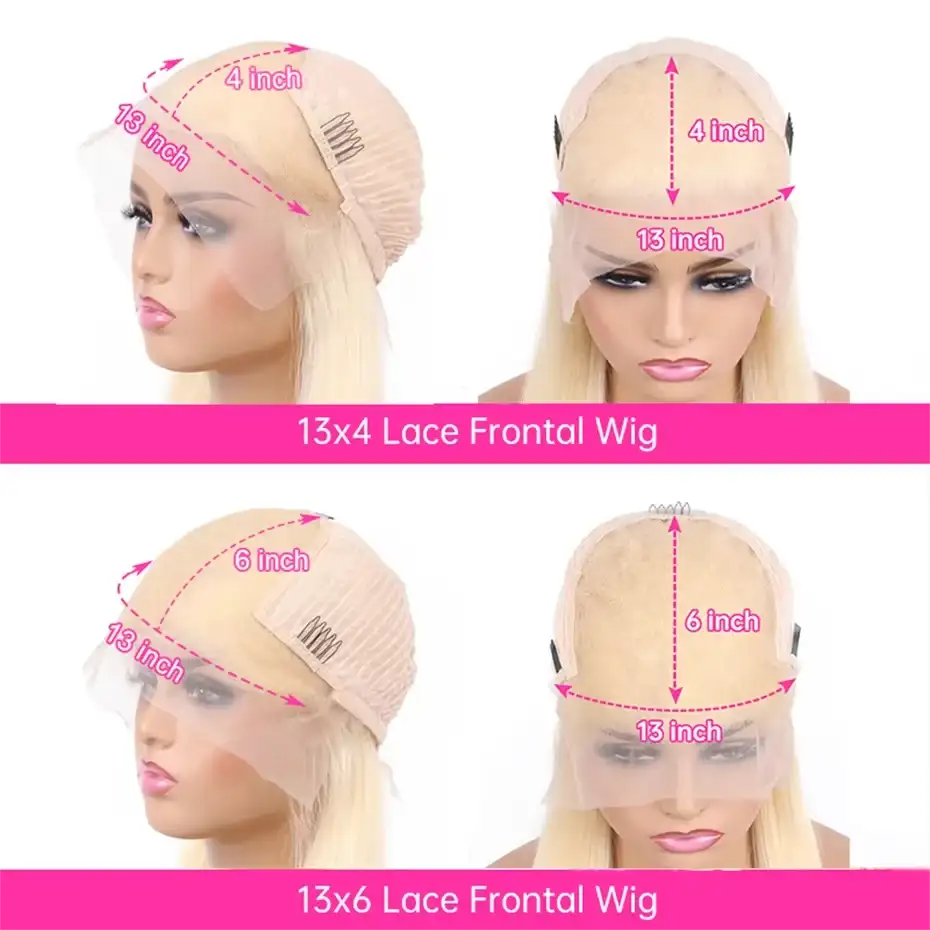 Perruque lace front blonde 613 lisse avec options 13x4 ou 13x6