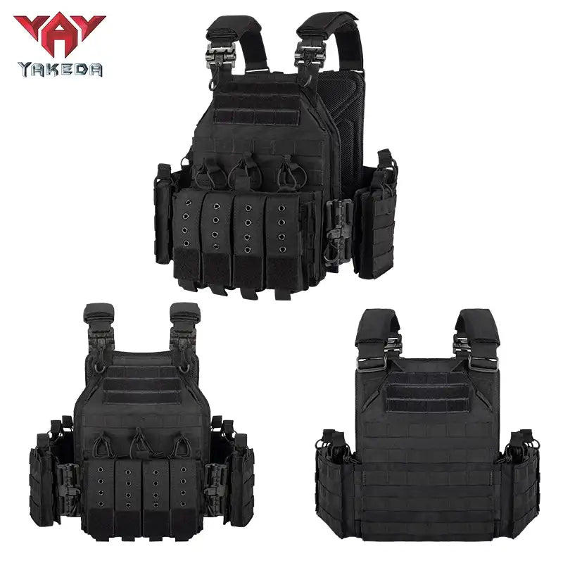 YAKEDA Gilet tactique extérieur en nylon 1000D à dégagement rapide avec système réglable et Molle pour la chasse et l'airsoft