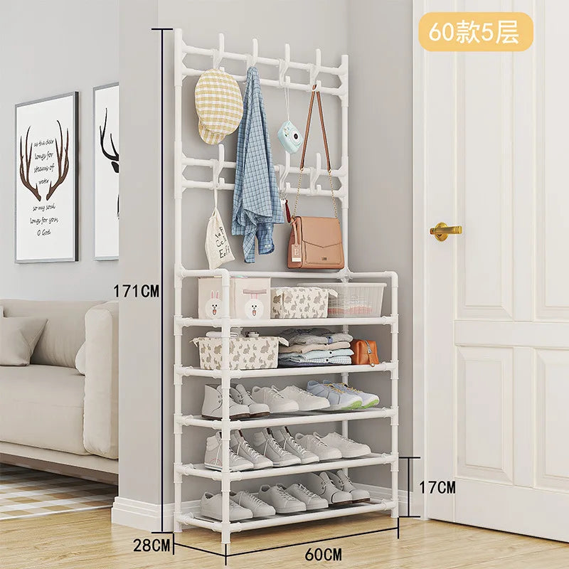 Shoe Rack Simple Door Household Integrated Hanger Multi-layer Storage Shoe Cabinet Floor Rack Shoes