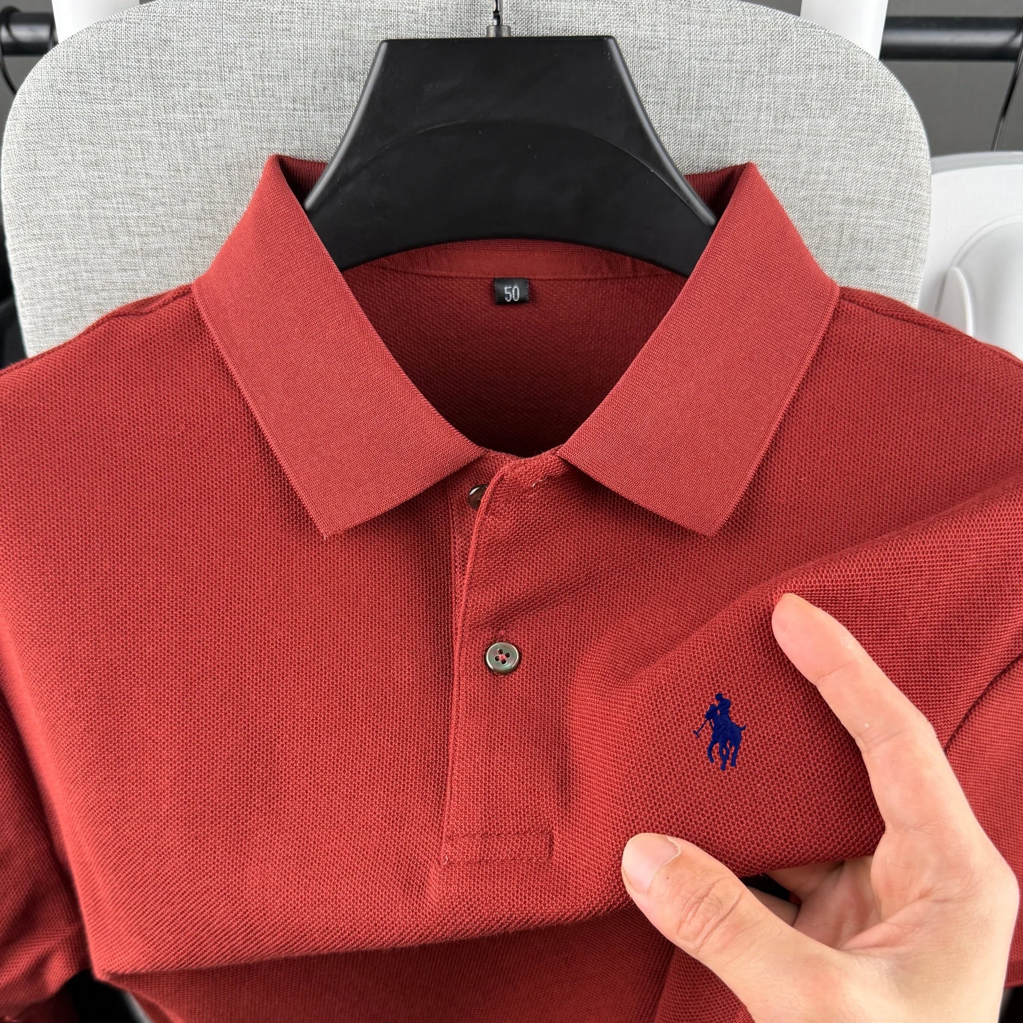 Polo à manches courtes pour homme 100 % coton pur, marque de luxe, été 2026, broderie poney, t-shirt décontracté de golf