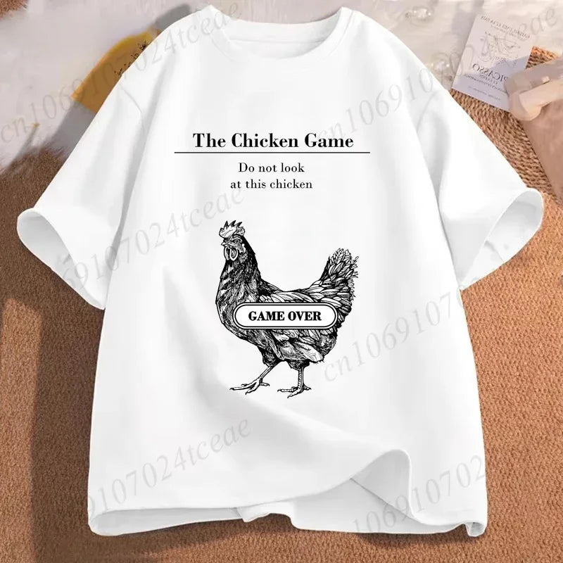 T-shirt homme amusant « Chicken Game Don't Look At The Chicken » – T-shirt imprimé – Hauts de mode pour hommes et femmes – Ropa Hombre