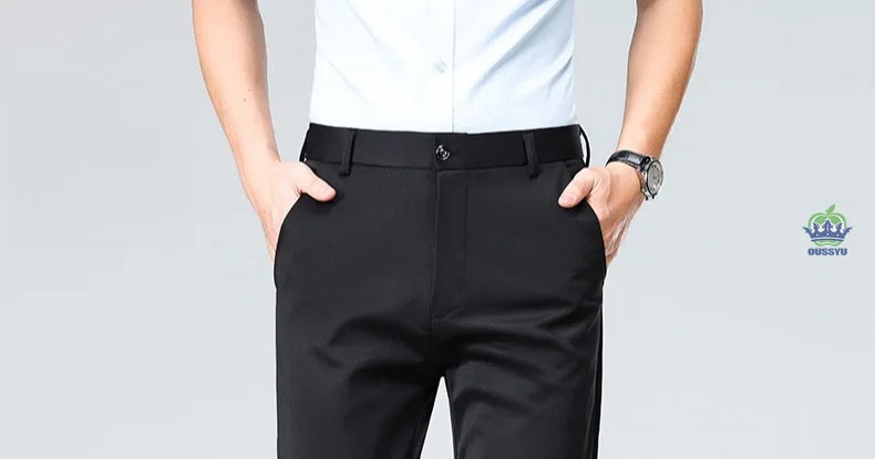 Brand Clothing Summer Thin Men's Stretch Suit Pants Business Slim Straight Work Office Black Formal Trousers Men Plus Size 40