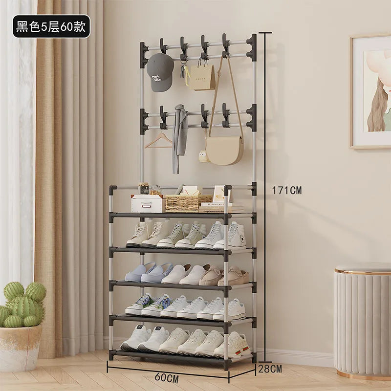 Shoe Rack Simple Door Household Integrated Hanger Multi-layer Storage Shoe Cabinet Floor Rack Shoes