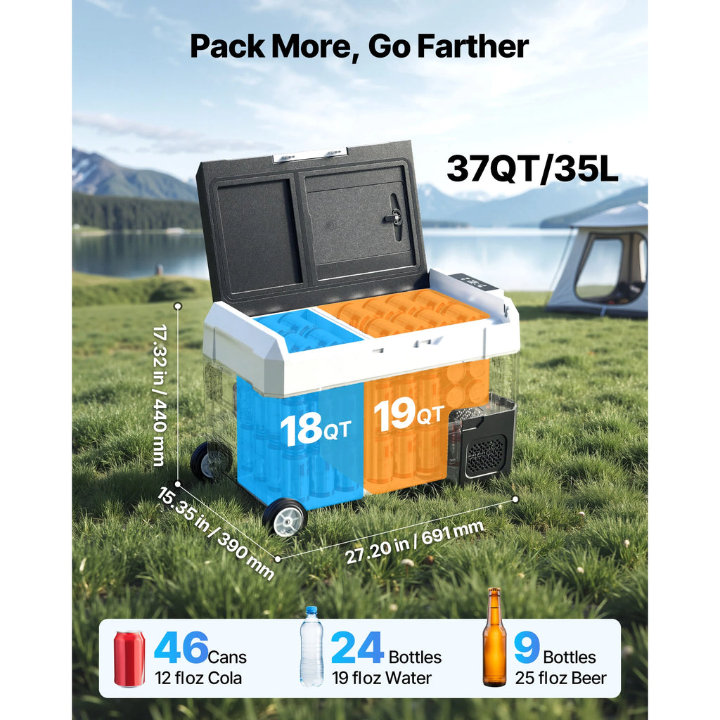 SucceBuy Car Fridge – 35L to 55L Foldable, Wheeled, App Control