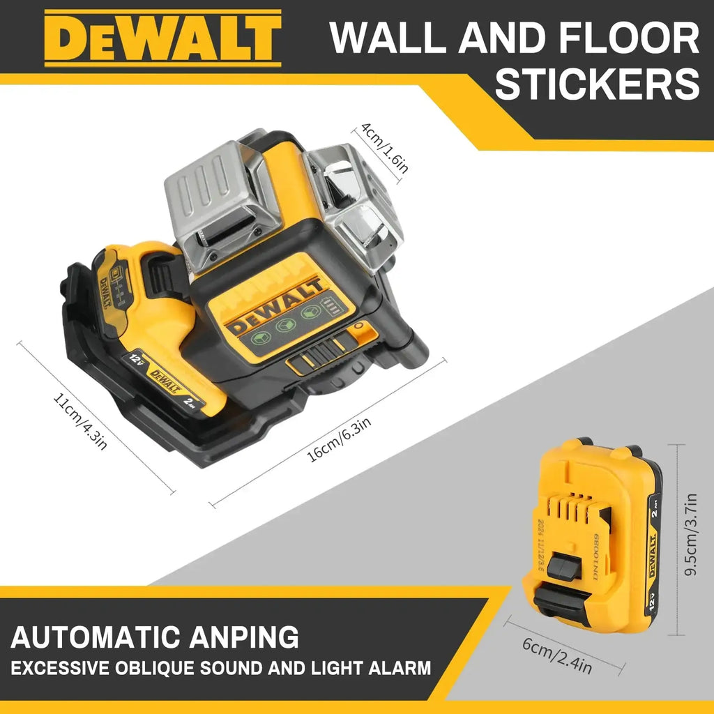 Niveau laser lignes vertes DEWALT DW089LG 12V MAX, 3 x 360°, 3 plans, faisceaux horizontaux et verticaux autonivelants pour aménagement intérieur/extérieur