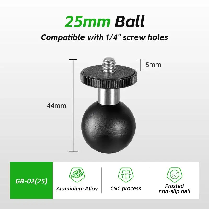 Support de caméra sport FANAUE adaptateur de base à bille de 25 mm pour panoramique 1/4 accessoires de tir à vélo 360 compatible avec RAM