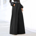 Pantalones holgados y cómodos con bolsillos para mujer, pantalones elegantes de pierna ancha para fiesta, pantalones de tiro alto para mujer fina