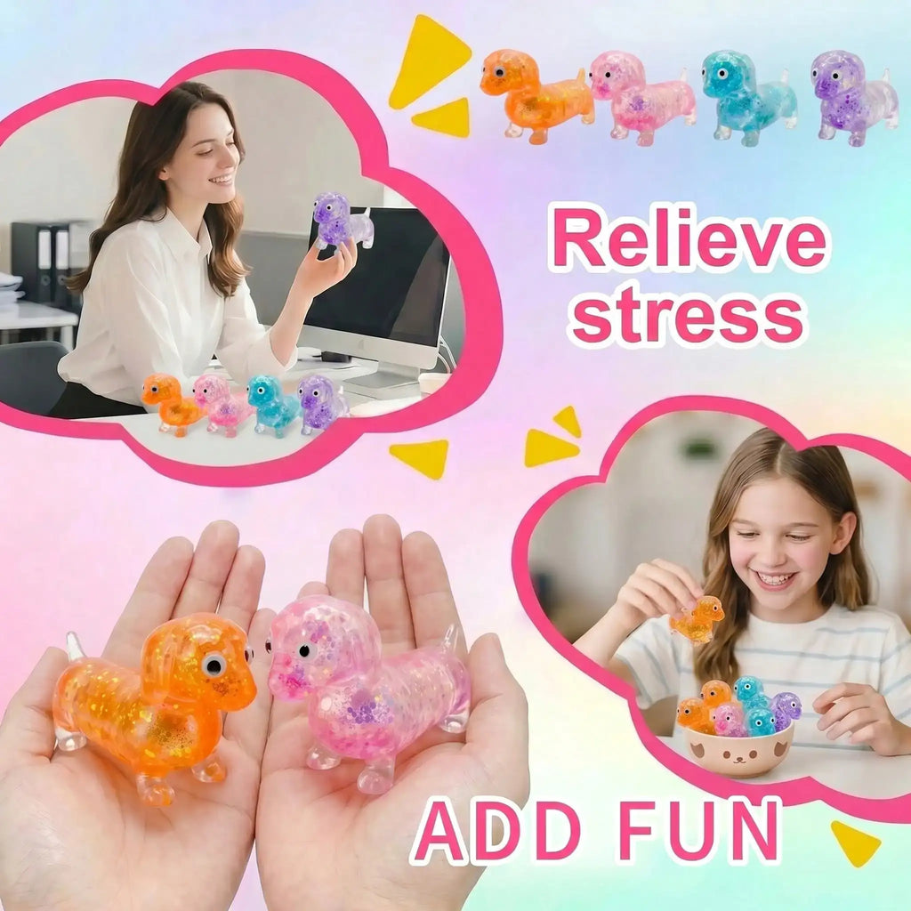 1Pc Transparent Colorful Dachshund Squeeze Toy, Sausage Dog Stretch Sensory Fidget for Stress Relief, Kids Classroom Prizes, Back to School Party Favors, Christmas Stocking Stuffers