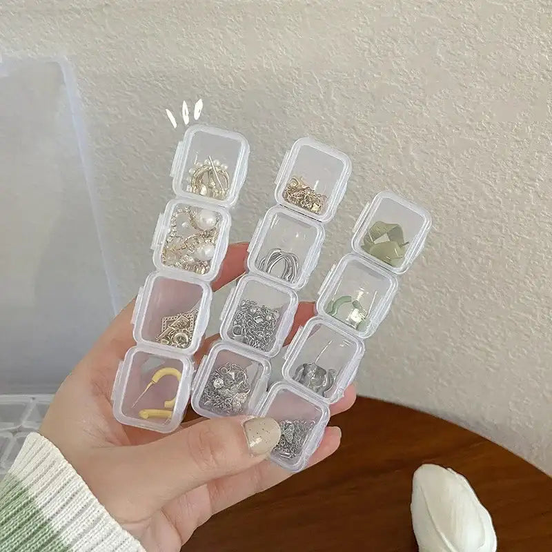 1 Pack 28/56 Transparent Jewelry Box Dustproof Multi-Compartment Storage Box for Earrings and Necklaces