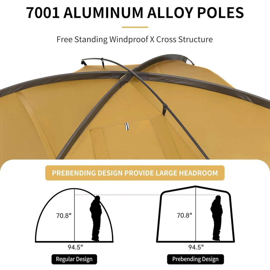 Tienda de campaña Naturehike Dune 7.6 para 4 estaciones, para 2-4 personas, impermeable, resistente al viento, 1 habitación y 1 vestíbulo, tienda familiar grande para viajes al aire libre