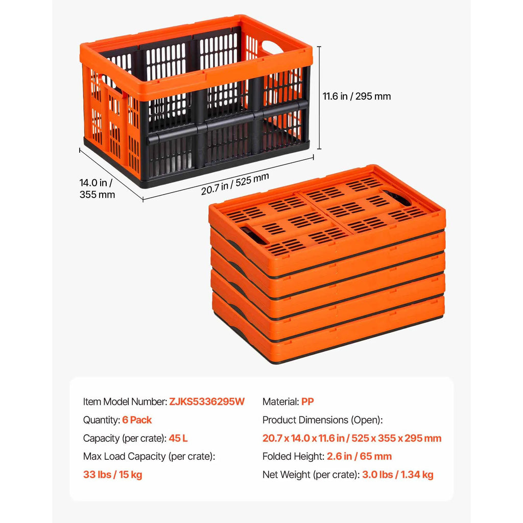 Cestas de almacenamiento plegables SucceBuy de 45 L – Paquete de 3 o 6 unidades