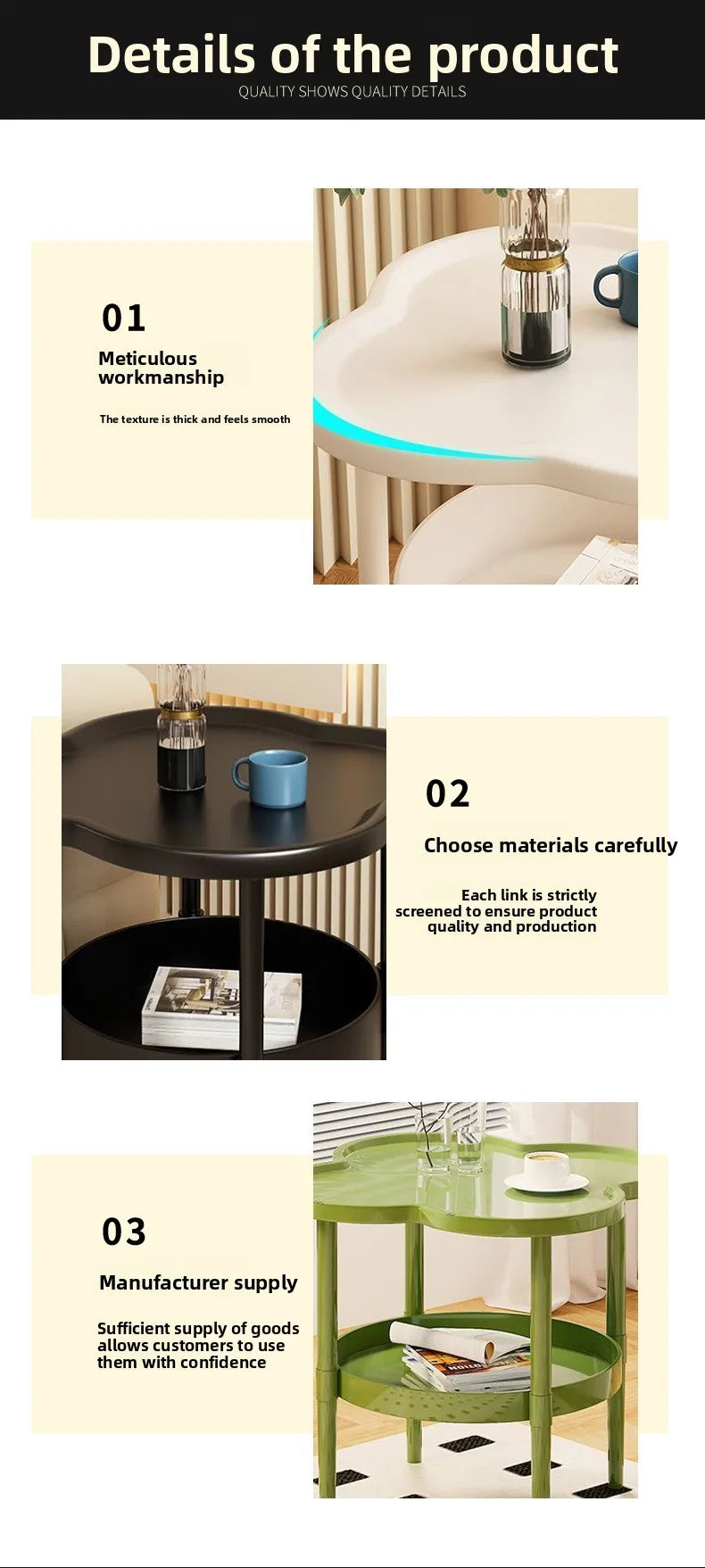 Bedroom Bedside Table, Small Coffee Table, Modern, Simple and Durable Small Coffee Table
