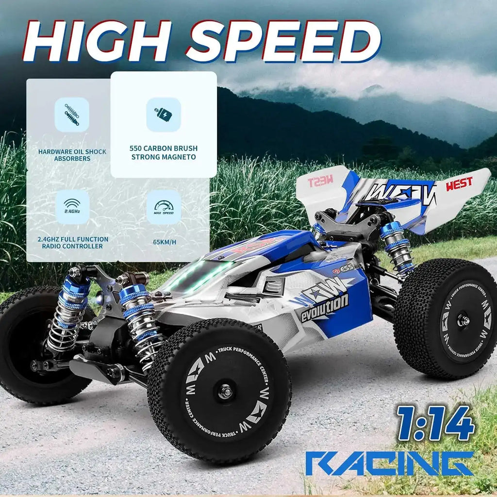 WLtoys 144011 1/14 4WD RCカー 大人向け、最高時速70km/h オフロード高速RCカー、アップグレード版(144001V2)、アウトドアに最適
