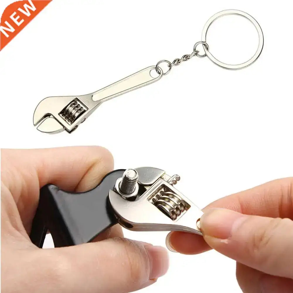Mini Adjustable Wrench Shaped Metal Keychain Universal Portable Car Hanging Pendant Vehicle Key Ring Accessory