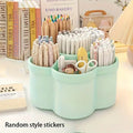 1 support à stylo rotatif mignon à 360 degrés, grande capacité, boîte de rangement multifonctionnelle pour papeterie de bureau, rangement de papeterie