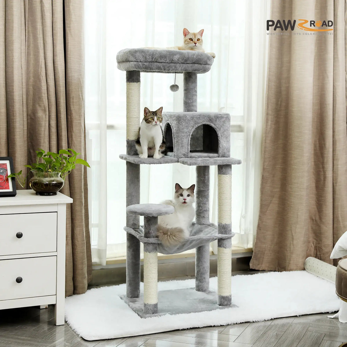 Katzenbaum mit 5 Ebenen für Haushalte mit großen und mehreren Katzen