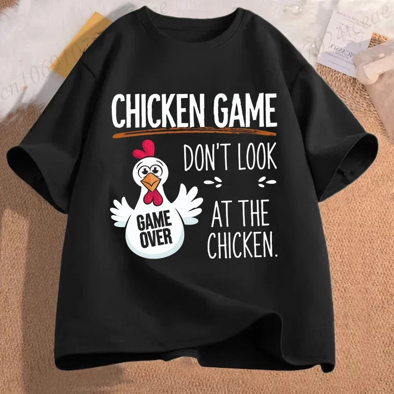T-shirt homme amusant « Chicken Game Don't Look At The Chicken » – T-shirt imprimé – Hauts de mode pour hommes et femmes – Ropa Hombre
