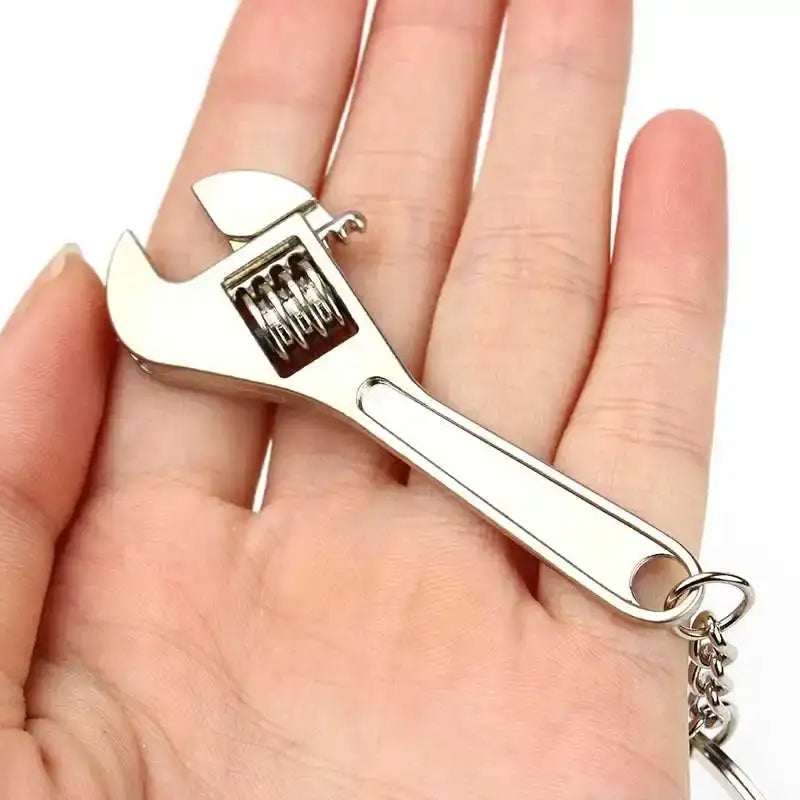 Mini Adjustable Wrench Shaped Metal Keychain Universal Portable Car Hanging Pendant Vehicle Key Ring Accessory