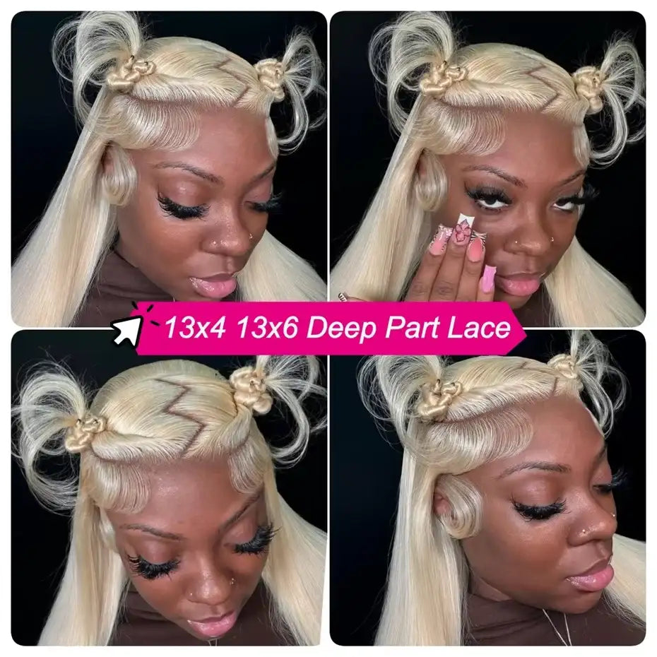 Perruque lace front blonde 613 lisse avec options 13x4 ou 13x6