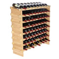 SucceBuy 48/72 Bottle Stackable Modular Wine Rack Free Standing Wine Storage Rack Bamboo Wine Holder Display Shelves for Cellar