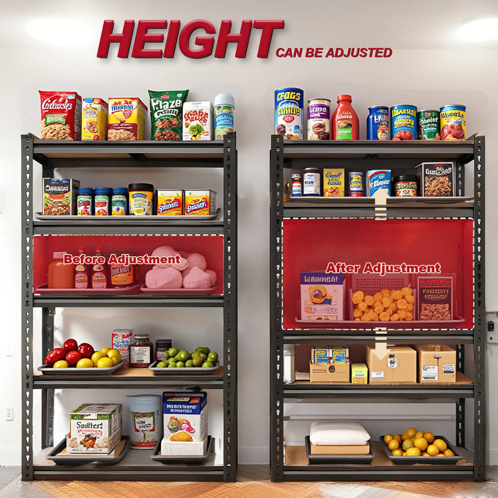 Étagères de rangement de garage de 183 cm/152 cm de haut, étagères de rangement robustes réglables d'une capacité de 900 kg pour placard