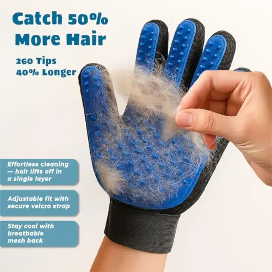Gants de toilettage pour animaux de compagnie Gants de toilettage efficaces pour chiens et chats Mitaine de toilettage et de massage 2-en-1 pour le bain, le lavage et le séchage