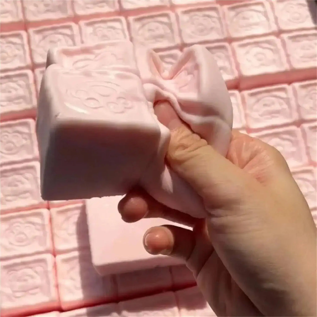 Lindo juguete antiestrés de cuatro cuadrículas con diseño de dibujos animados, barra de chocolate rosa suave, juguete sensorial de apretar con forma de perro, oso, flor y huella, juguete de levantamiento lento para aliviar el estrés, regalo para niños
