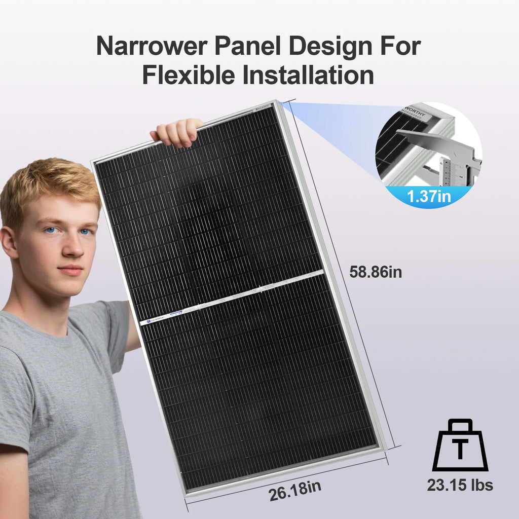 Panneau solaire bifacial ECO-WORTHY 195 W – N-Type 18BB, 2 PCS