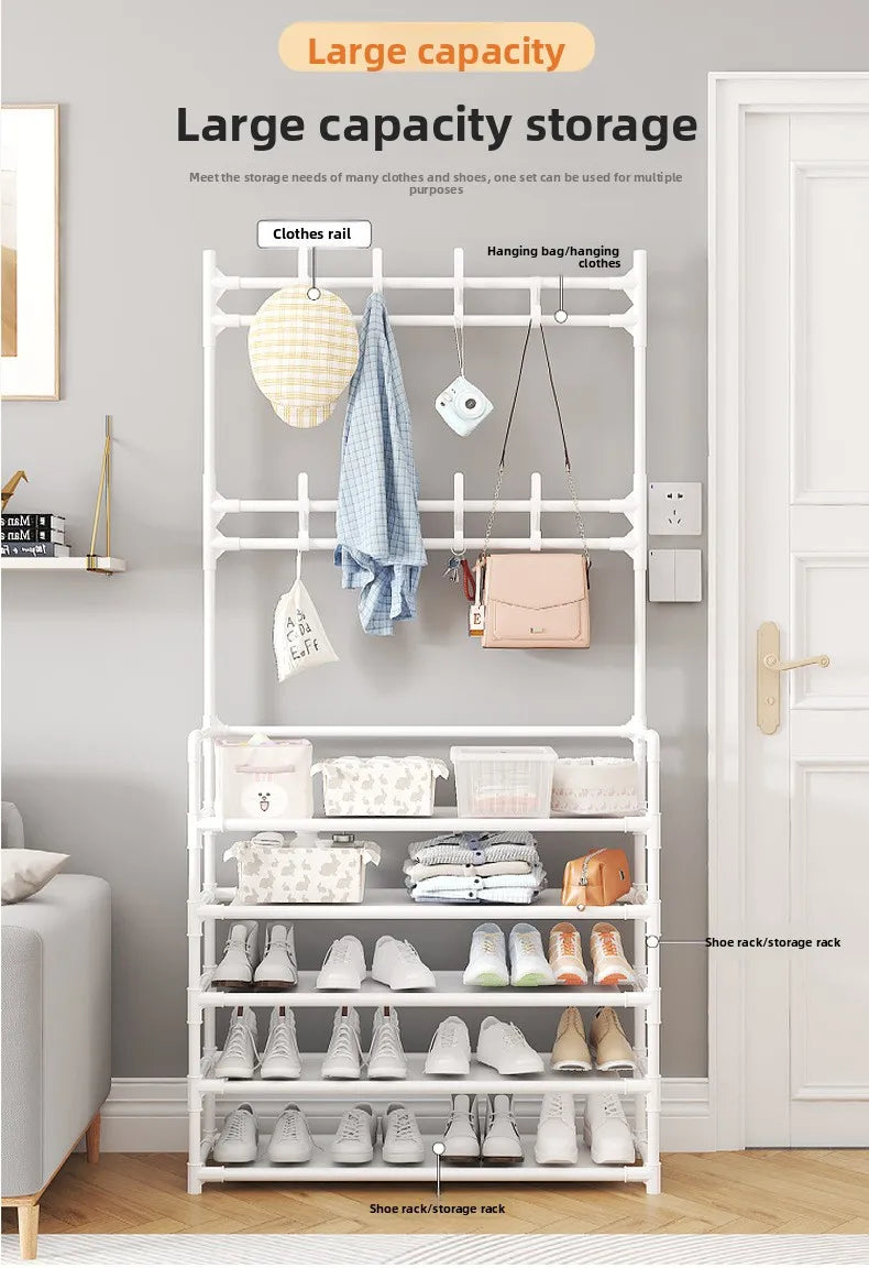 Shoe Rack Simple Door Household Integrated Hanger Multi-layer Storage Shoe Cabinet Floor Rack Shoes