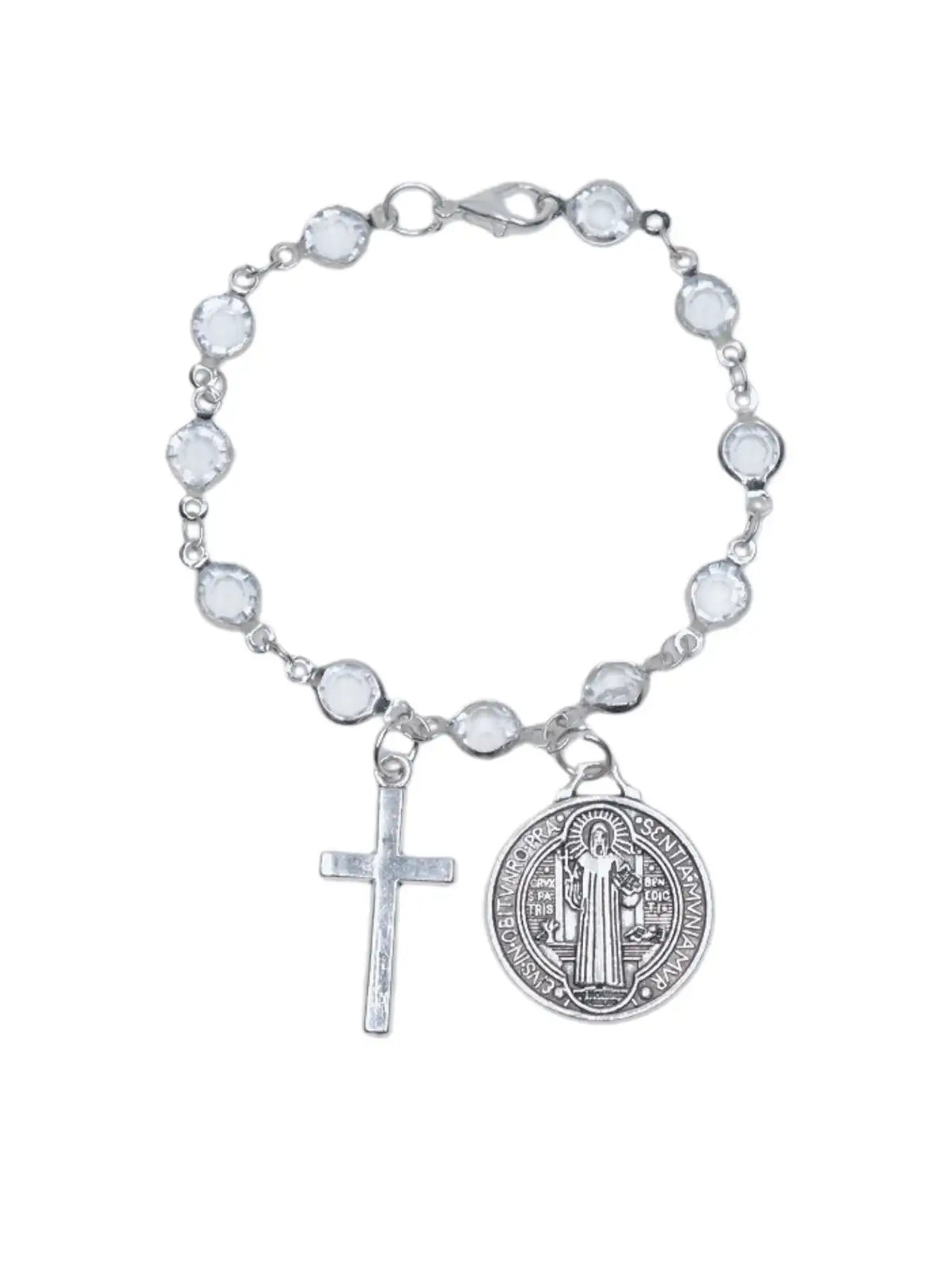 St Benedict Medal Cross Car Charm, Religious Travel and Car Interior Decor