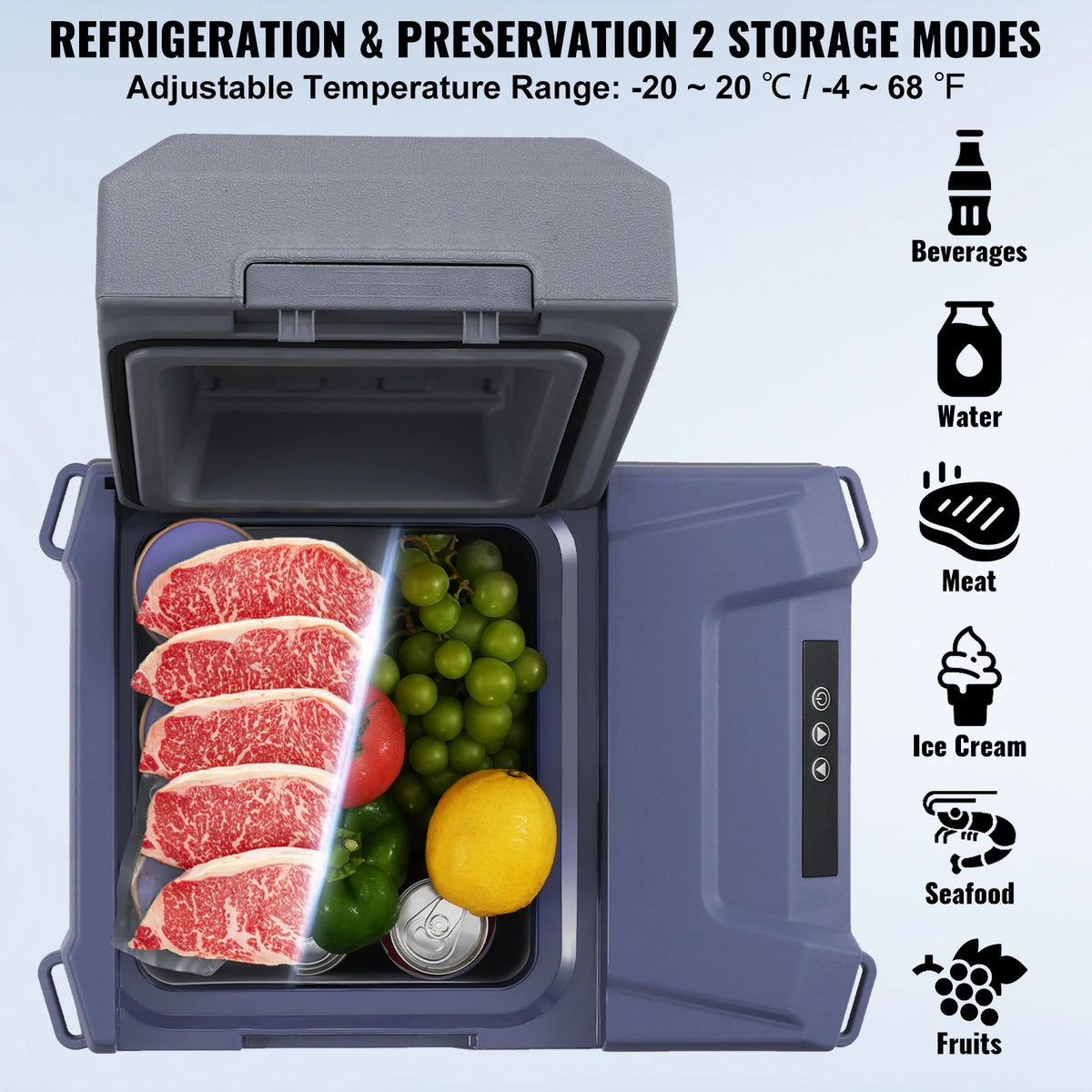 Réfrigérateur de voiture portable SucceBuy – 8L-75L, double zone, Bluetooth