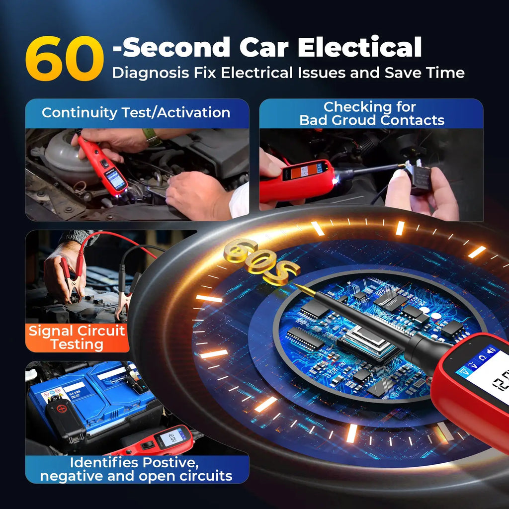 Testeur de circuit automobile Autel Power Scan PS100, kit de sonde de circuit de puissance automobile universel 12V 24V avec câble de 12 m, test AC/DC/continuité/sonde/signal, outil de système électrique d'activation de composants
