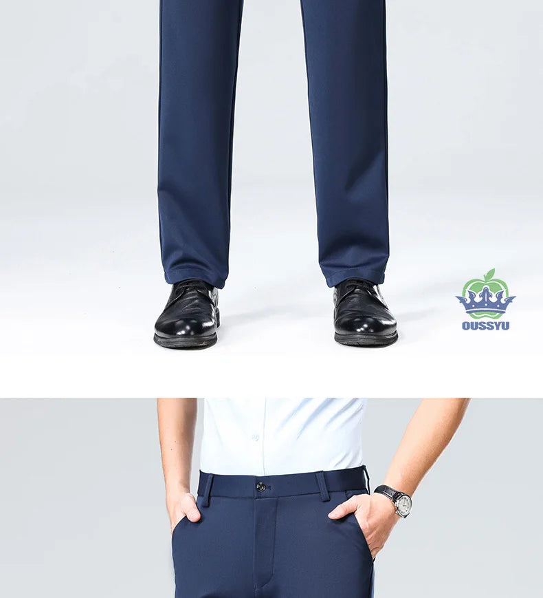 Brand Clothing Summer Thin Men's Stretch Suit Pants Business Slim Straight Work Office Black Formal Trousers Men Plus Size 40