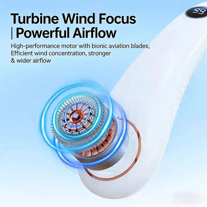Nuevo mini ventilador de cuello portátil sin aspas, enfriador de aire recargable por USB, 5 velocidades, ventilador deportivo de verano, ventilador deportivo al aire libre