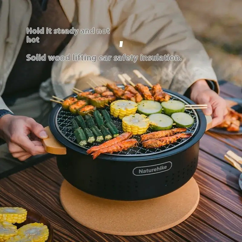 Parrilla de mesa para exteriores Naturehike, olla de carbón resistente a altas temperaturas, equipo de camping de almacenamiento dividido, estufa de barbacoa para picnic