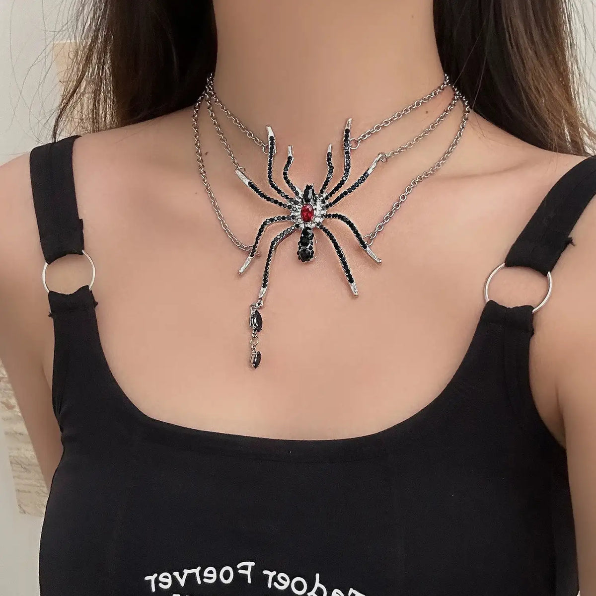Zircon Spider Necklace New Multi Layer Design Punk Exaggerated Exquisite Gothic Style Clavicle Chain Men's Women's Party Jewelry
