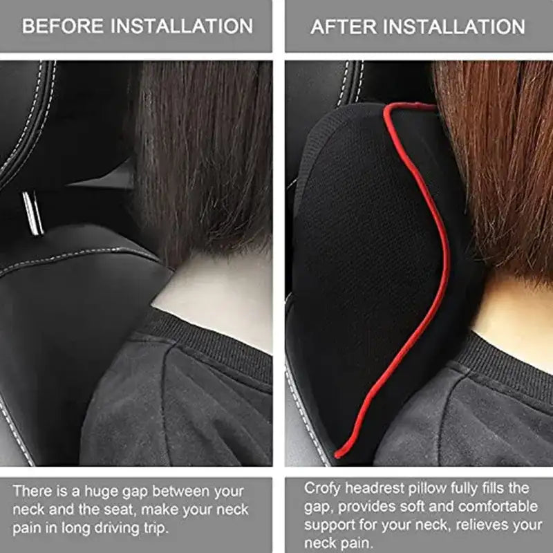 Memory Foam Car Seat Neck & Lumbar Pillow Set