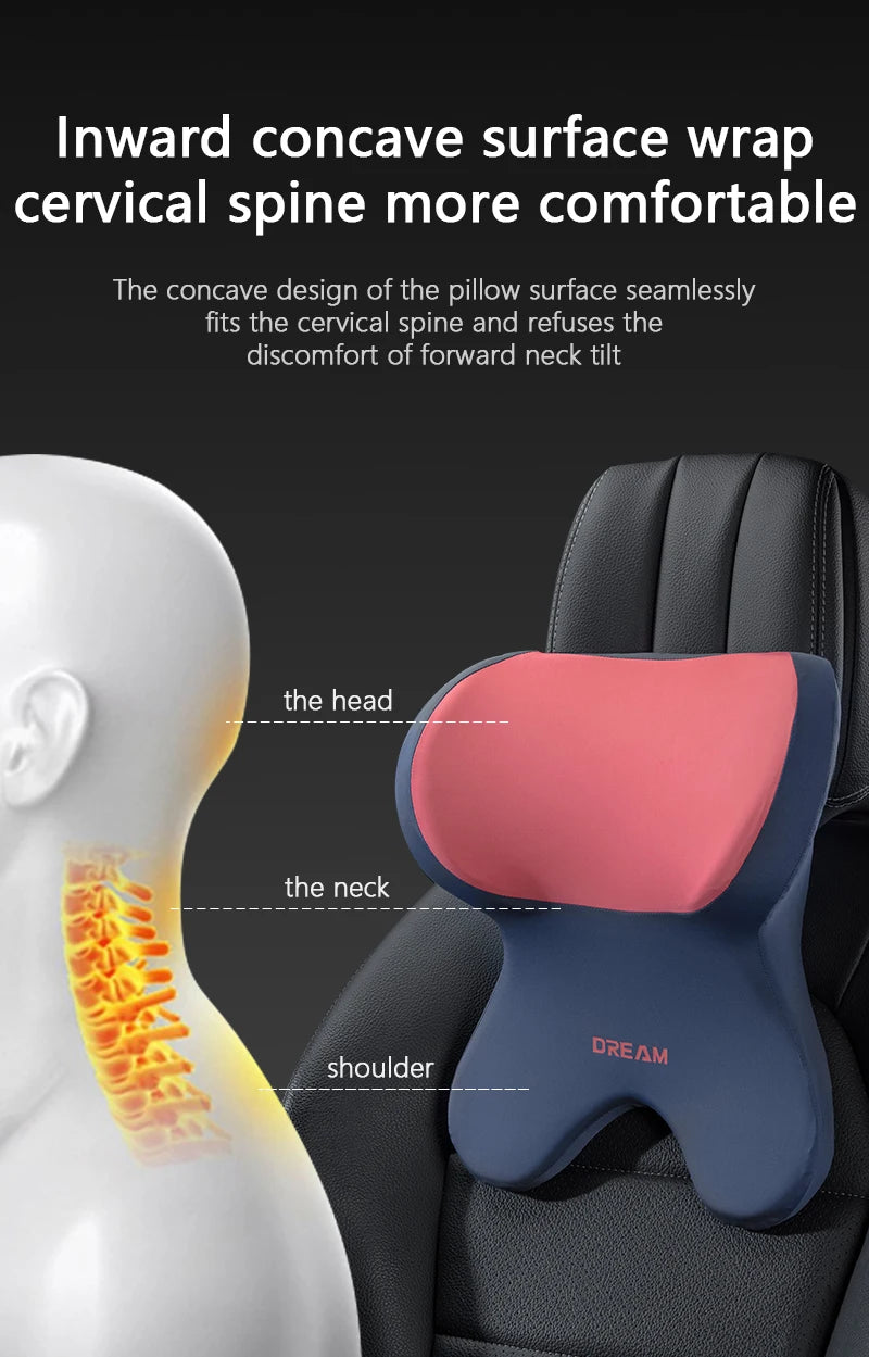 Car Lumbar Support Headrest Neck Pillow Support Universal Soft Neck Pillows Cushion Car Memory Foam Lumbar Pillow Back Support