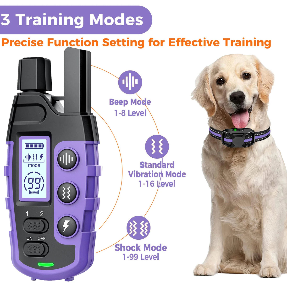 3300Ft elektrisches Hundetrainingshalsband mit Fernbedienung, wasserdicht, für Haustiere mit 5-120lbs, für Welpen, mit Vibration, Stromreiz und Signalton