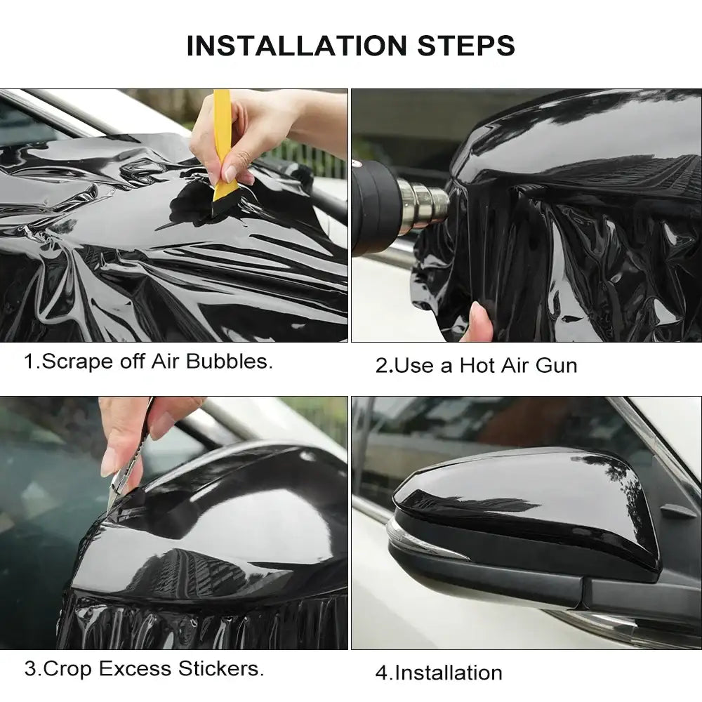 Glänzend schwarze Auto-Vinylfolie zur individuellen Gestaltung, wasserdichte PVC-Autodekoration, PET-Aufkleber, schützende Folie für Motorrad- und Autokarosserien