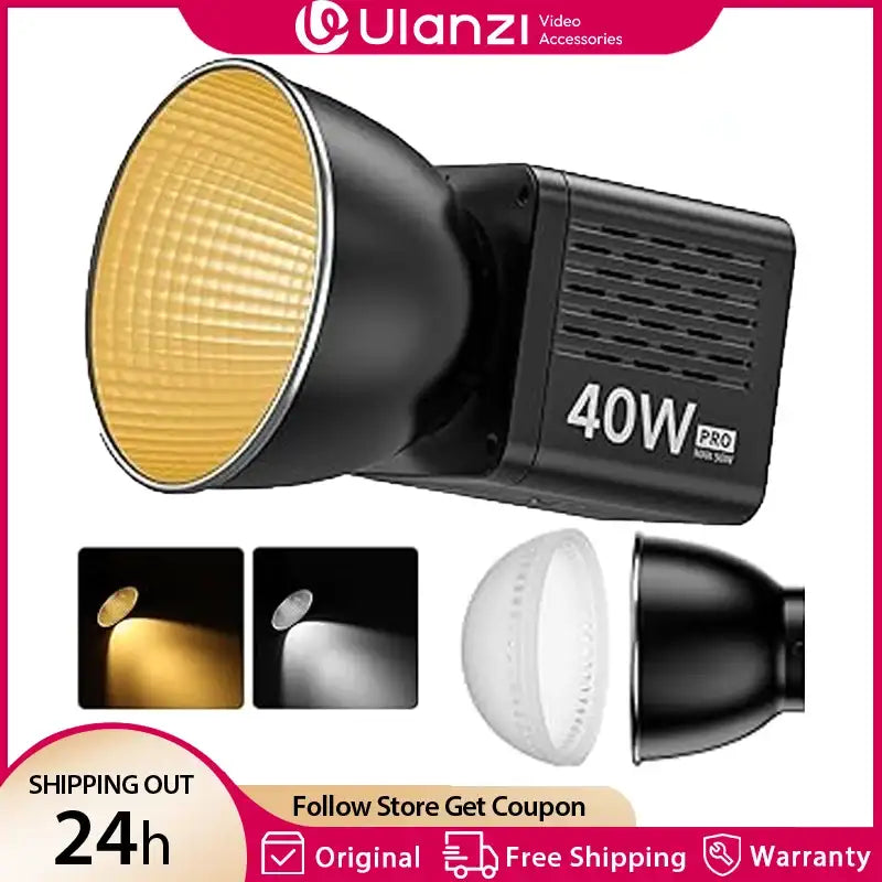 Ulanzi L023 40W Pro tragbare zweifarbige COB-LED-Videoleuchte für Fotostudio, 2500K-6500K, 3400mAh, für Video-Livestreaming